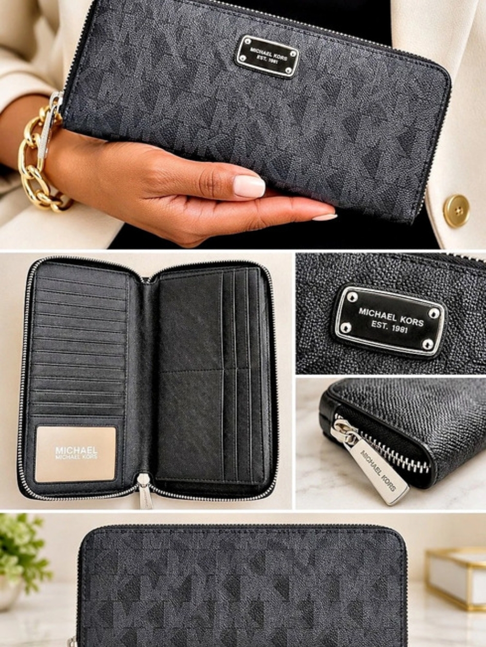 Michael Kors Jet Set Travel Continental Wallet Black
